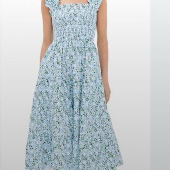 Hill House Home The Ellie Nap Dress Blue Basketweave Vine Size XS - Picture 2 of 14